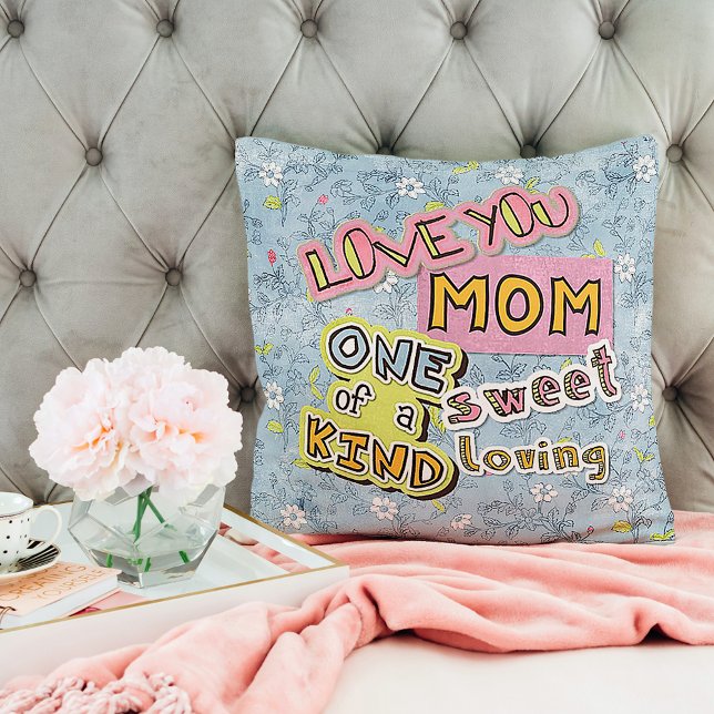 World's Best Mum Ever I Love You Word Art Pattern Cushion (Creator Uploaded)