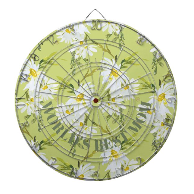 World's Best Mum Floral Botanical Daisy Dartboard (Front)