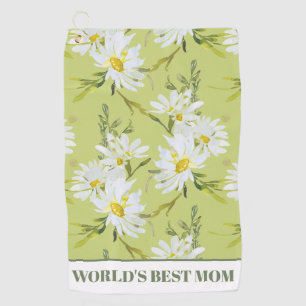World's Best Mum Floral Botanical Daisy Golf Towel