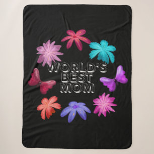 World's Best Mum Floral Butterfly Wreath Cute Moth Sherpa Blanket