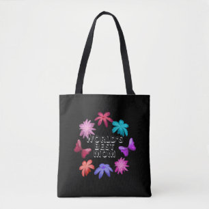 World's Best Mum Floral Butterfly Wreath Cute Moth Tote Bag