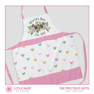 World's Best Mum Floral Hearts Mother's Day Apron