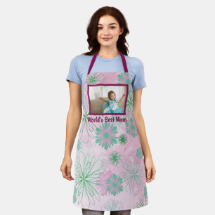 World's Best Mum Floral Photo Adult Apron