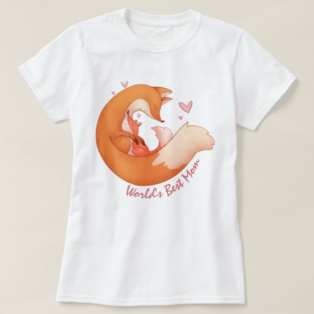 World's Best Mum - Fox Mum and Baby T-Shirt (Design Front)