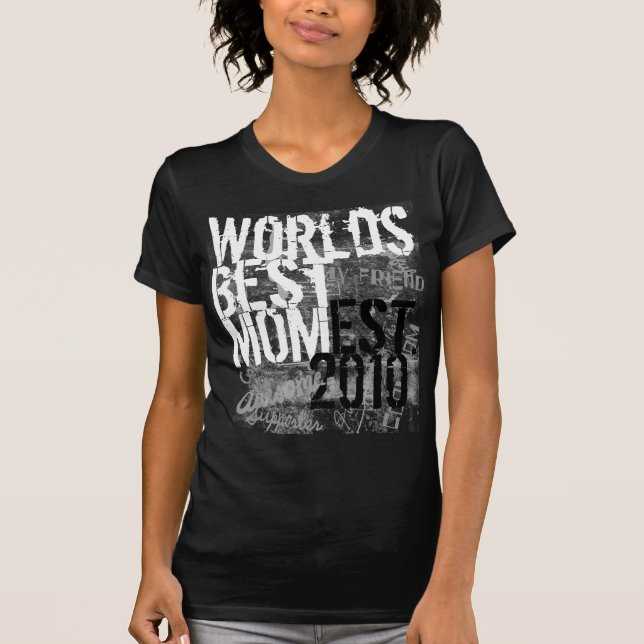World's Best Mum Grunge Graffitti Text Black Shirt (Front)