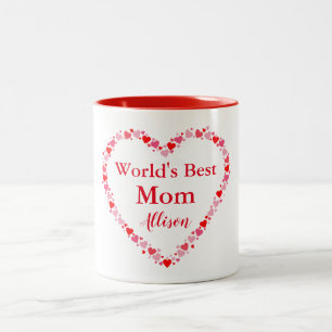Worlds Best Mum Hearts Two-Tone Coffee Mug