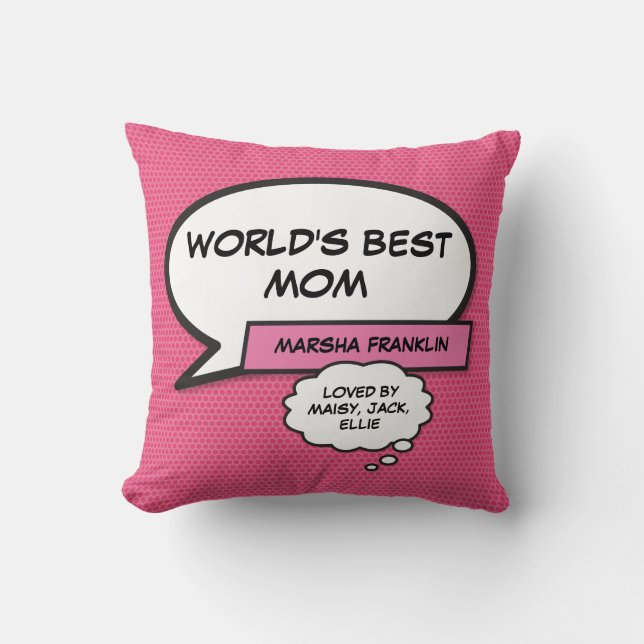 World's Best Mum Modern Pink Fun Cushion (Front)