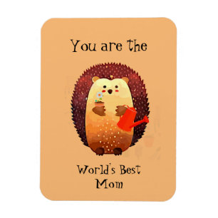 World's Best Mum Mother Quote Hedgehog Gardening Magnet