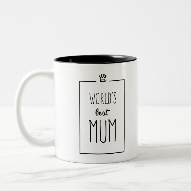 World's Best Mum Mug, Mother's Day Gift Two-Tone Coffee Mug (Left)