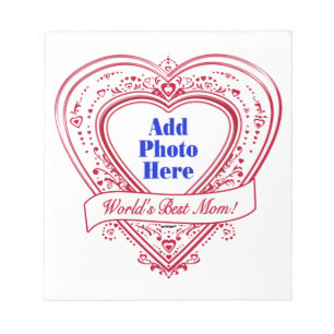 World's Best Mum! Photo Red Hearts Notepad