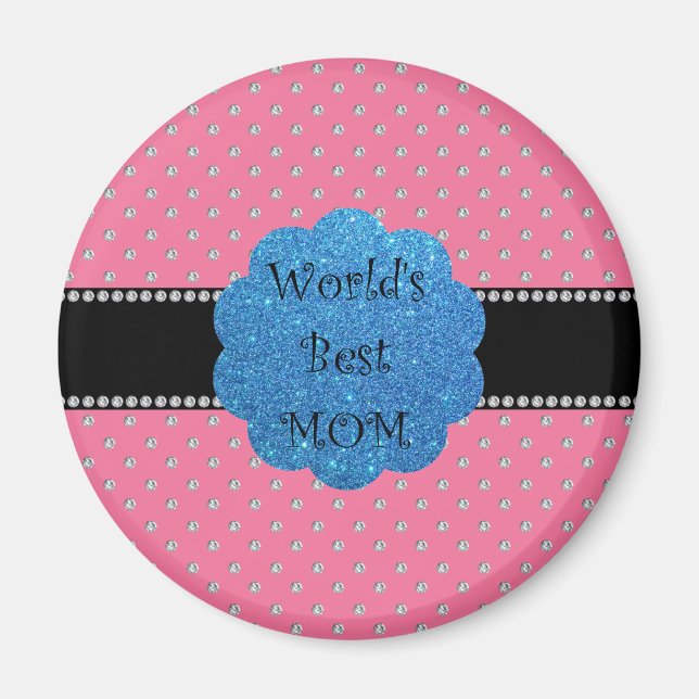 World's best mum pink diamonds magnet (Front)
