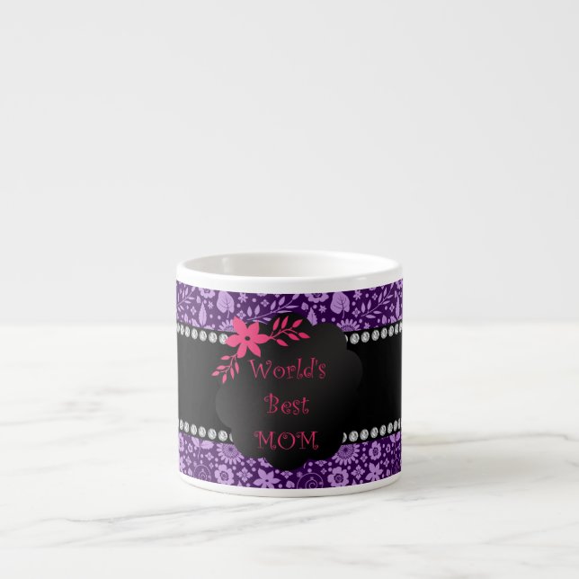 World's best mum purple flowers espresso cup (Front)