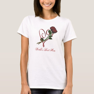 World's Best Mum Red Roses Heart Flower  T-Shirt
