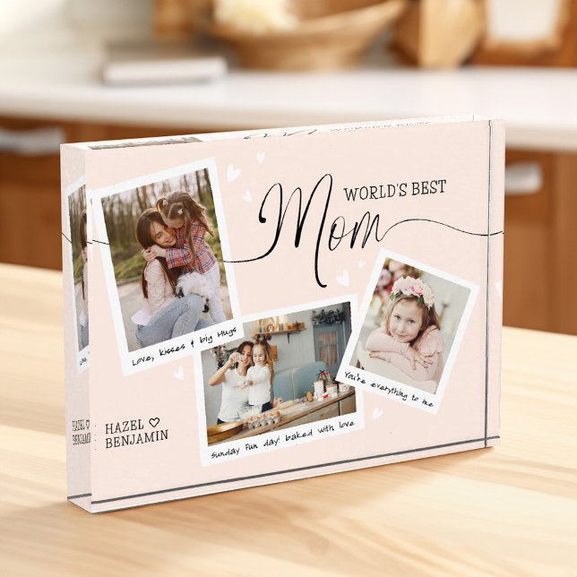 World's Best Mum Script Snapshot Mother's Day Pink Photo Block (World's Best Mom Script Snapshot Mother's Day Pink Photo Block)