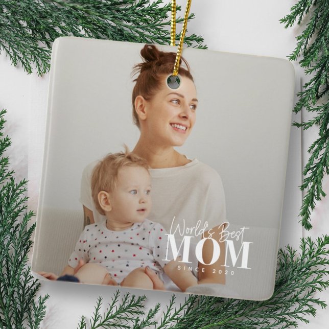 World's Best Mum Since 20XX Modern Photo Ceramic Ornament (Creator Uploaded)