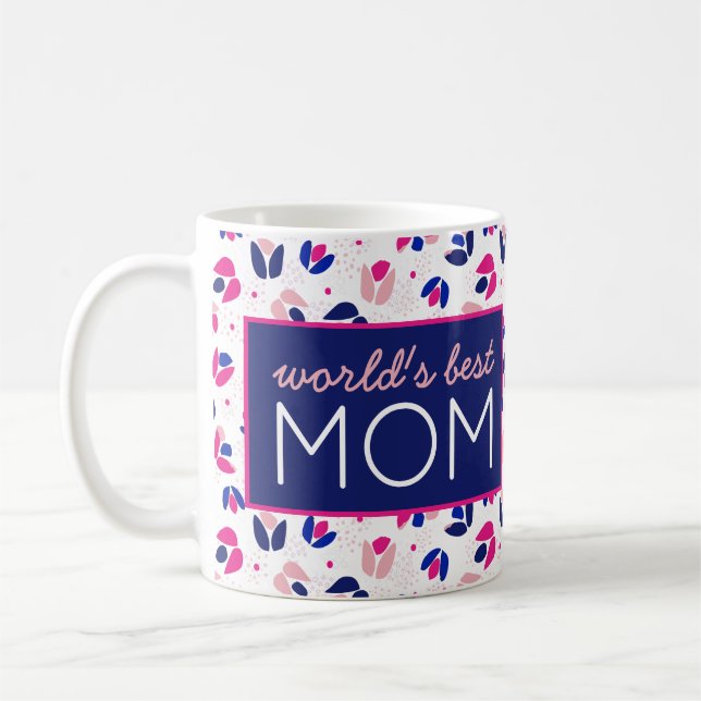 World's Best Mum Tulips Pink Blue Gift for Her Coffee Mug (Left)