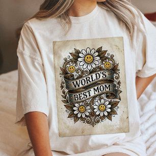 World'S Best Mum Vintage Daisy Tattoo Art Gift Tri-Blend Shirt