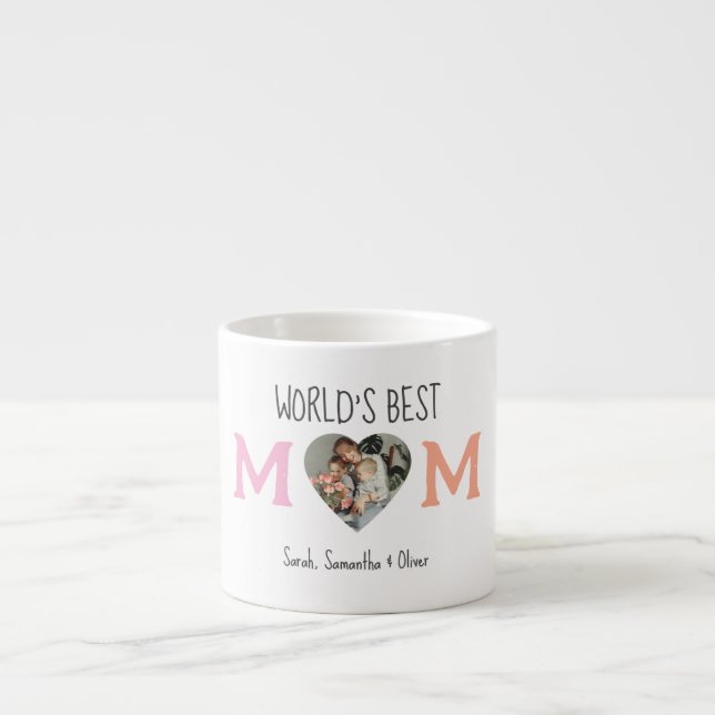 World's Best Mum with Photo & Custom Text |  Espresso Cup (Front)