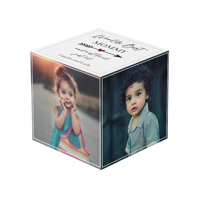 World's Best Mummy and Most Loved Photo Gift Cube (Front Angled)