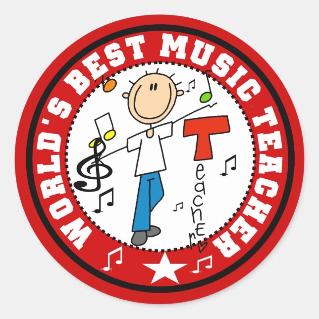 World's Best Music Teacher Classic Round Sticker (Front)