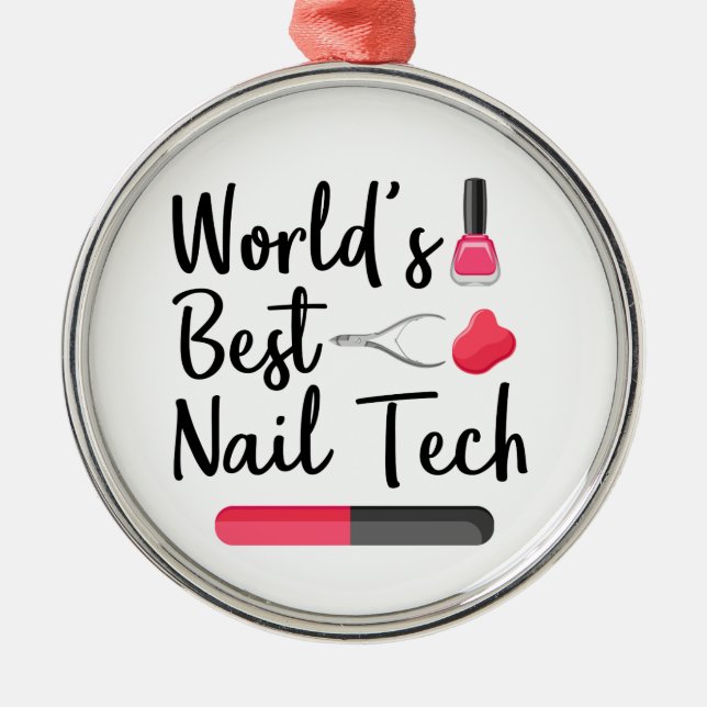 World's best nail technician metal ornament (Front)