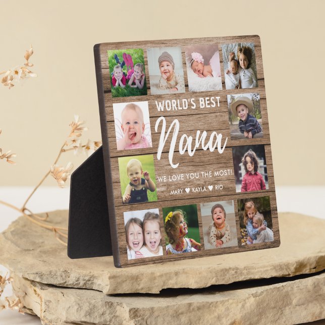 World's Best Nana 12 Photo Collage Grandkids  Plaque (Creator Uploaded)