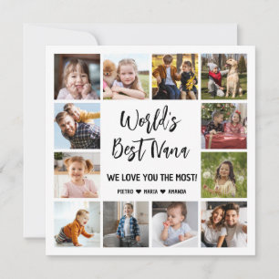 World's Best Nana Grandkids 12 Photo Collage Card