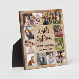 World's Best Nana Grandkids 12 Photo Collage Plaque