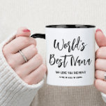 World's Best Nana Grandkids Names Mug<br><div class="desc">World's Best Nana Grandkids Names Mug
Customize with names of grandchildren. Makes a treasured keepsake gift for grandma on birthday,  mother's day,  grandparent's day,  etc.</div>