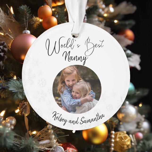 Worlds Best Nanny Grandmother Customise Photo Ornament (Creator Uploaded)