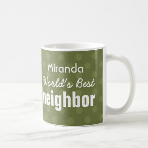 World's Best NEIGHBOR Green Polka Dot Pattern Coffee Mug
