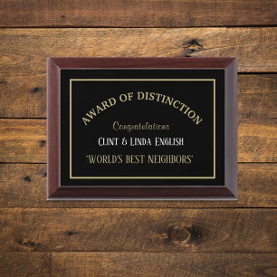 World's Best Neighbours Award Plaque