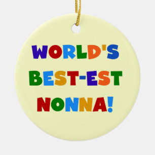 World's Best Nonna Bright Colours T-shirts and Gif Ceramic Tree Decoration