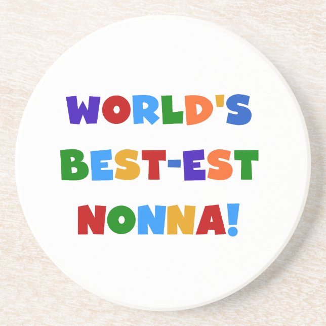 World's Best Nonna Bright Colours T-shirts and Gif Coaster (Front)