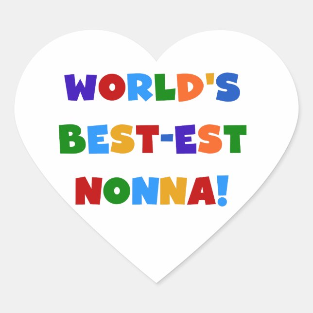 World's Best Nonna Bright Colours T-shirts and Gif Heart Sticker (Front)