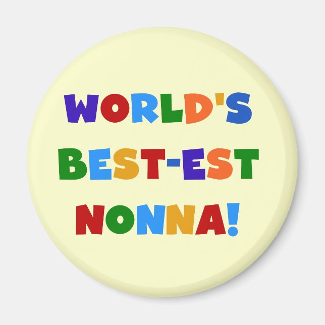 World's Best Nonna Bright Colours T-shirts and Gif Magnet (Front)