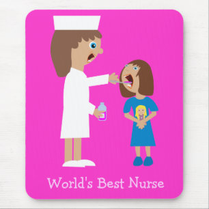 World's Best Nurse Cute Cartoon Nurse & Child Mouse Pad