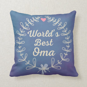 World's Best Oma grandma Wreath Keepsake Gift Cushion
