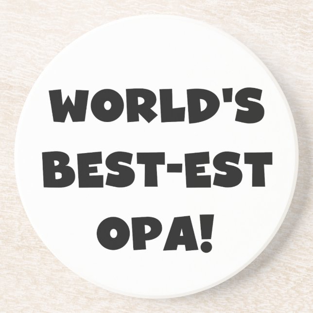 World's Best Opa Black Text T-shirts and Gifts Coaster (Front)
