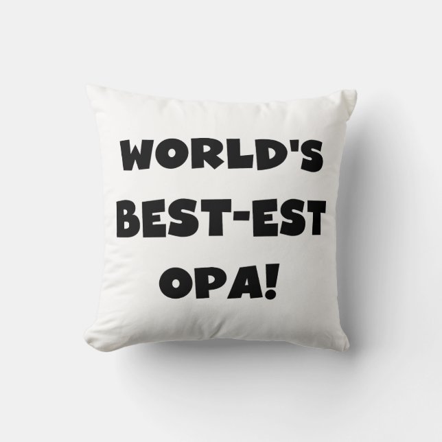 World's Best Opa Black Text T-shirts and Gifts Cushion (Front)