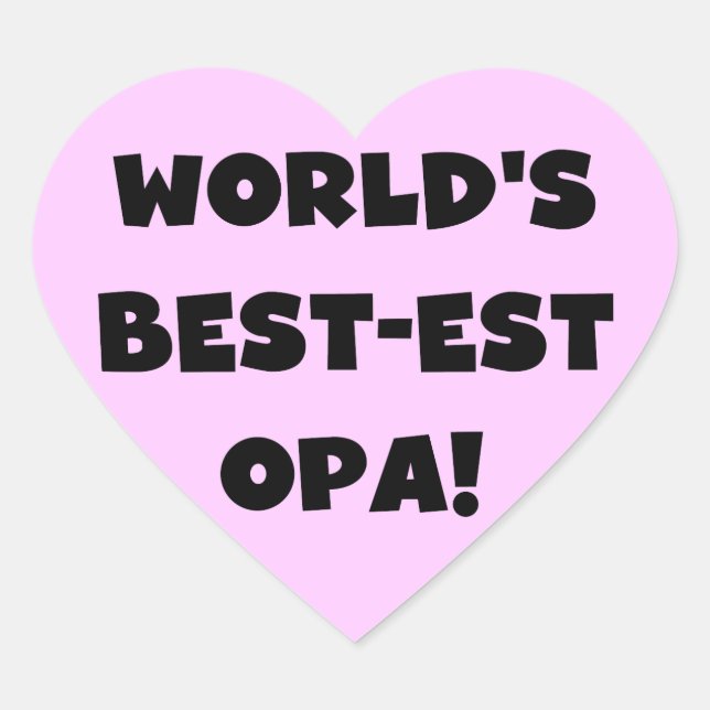 World's Best Opa Black Text T-shirts and Gifts Heart Sticker (Front)