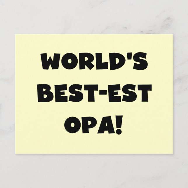 World's Best Opa Black Text T-shirts and Gifts Postcard (Front)