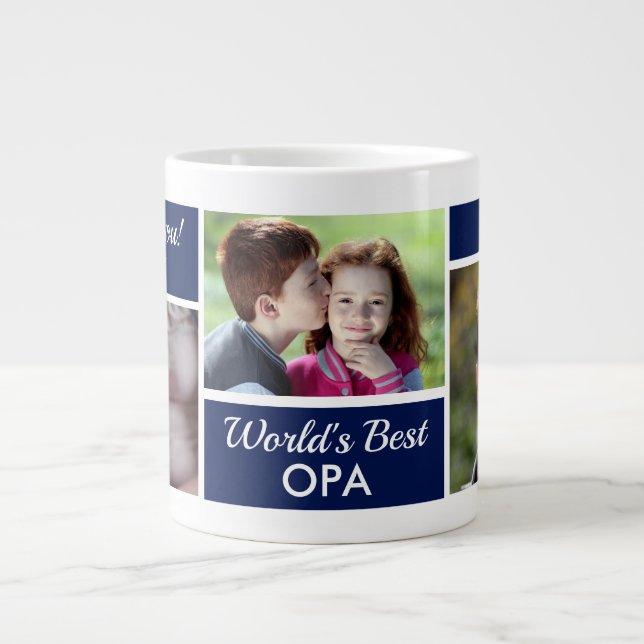World's Best Opa Photo Collage Giant Coffee Mug (Front)