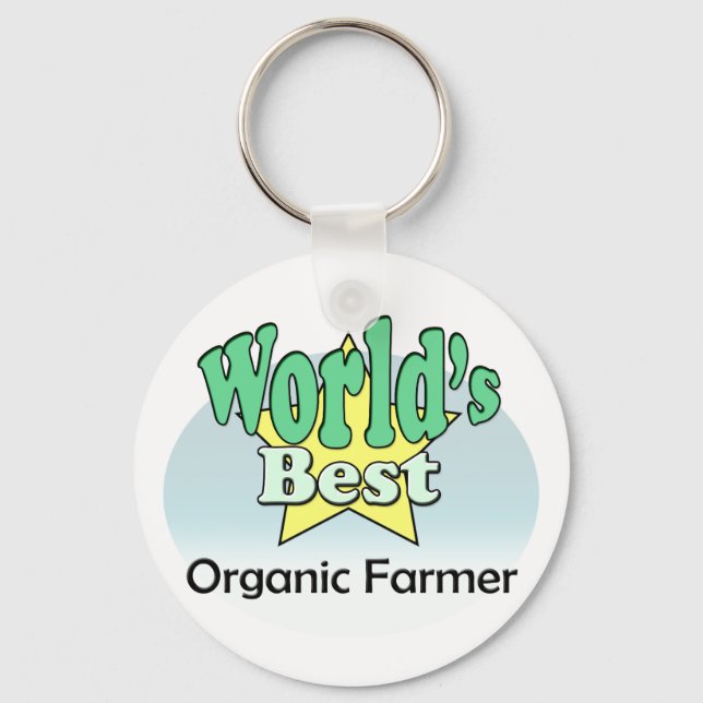 World's Best Organic Farmer Key Ring (Front)
