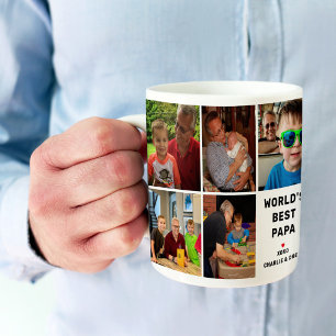 Worlds Best Papa 8 Photo Collage Coffee Mug
