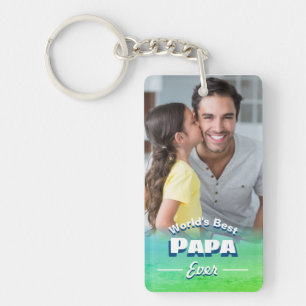 World's Best Papa Ever Father's Day Photo Keychain