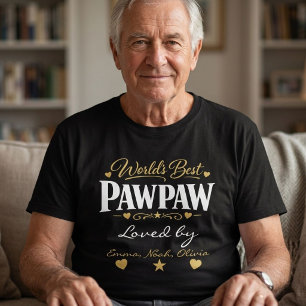 World's Best Pawpaw Custom Grandkids Names T-Shirt