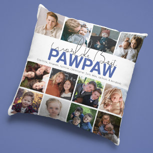 Worlds Best Pawpaw Photo Collage Throw Pillow
