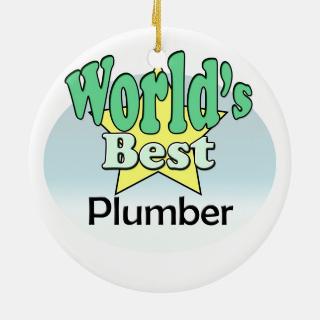 World's best plumber ceramic tree decoration (Back)