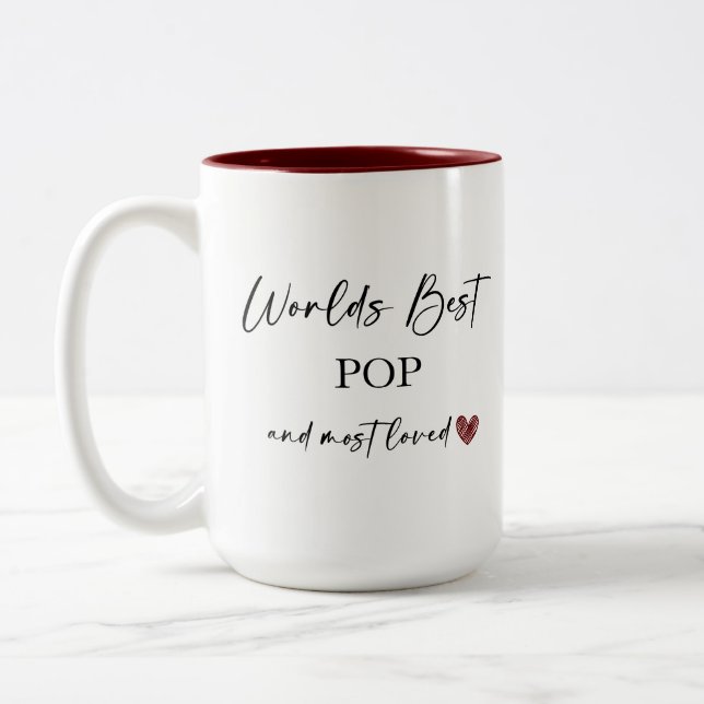 World's Best Pop and Most Loved Photo Gift Two-Tone Coffee Mug (Left)